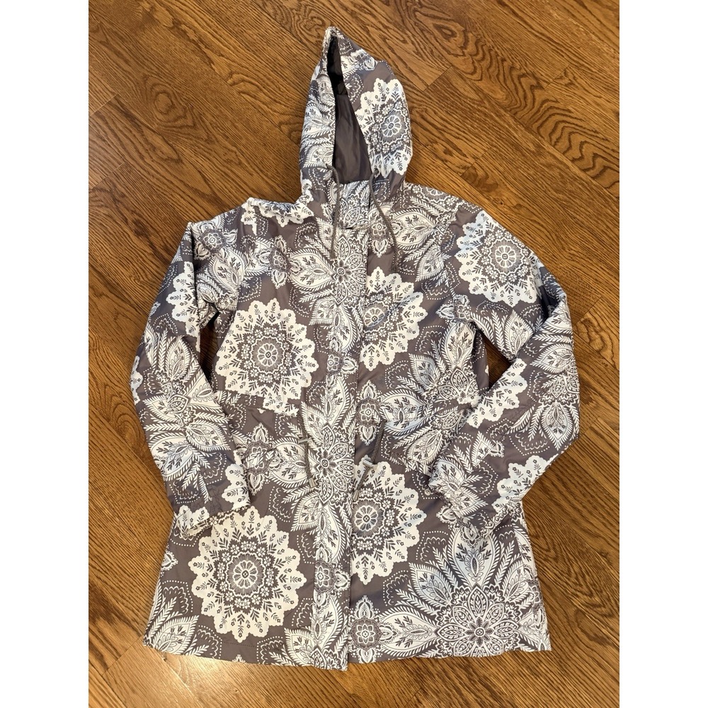 Peacocks Womens Lined Rain jacket - Grey/Cream Paisley‎ - Size 12